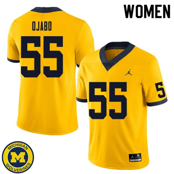 Women Michigan Wolverines #55 David Ojabo Yellow Replica Jersey